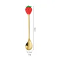 Gold stainless steel spoon with cute red strawberry charm, 16cm coffee dessert stirring tool. - Red Strawberry Gold Spoon