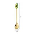 Stainless steel coffee spoon with cute avocado charm, gold finish, 16cm long, ideal gift. - Avocado Gold Spoon