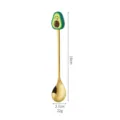 Stainless steel cute avocado spoon coffee dessert stirring spoon golden tableware - Smiling Avocado Gold Spoon