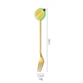 Stainless steel fruit fork with cute durian design, golden finish, 16cm long for dessert. - Durian Gold Fork