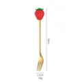 Stainless steel strawberry fork creative gold dessert coffee stirring spoon fruit fork 16cm - Red Strawberry Gold Fork
