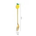 Gold stainless steel fruit fork with cute yellow lemon charm, length 16cm, weight 16g. - Lemon Gold Fork