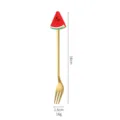 Stainless steel cute watermelon fork spoon, creative coffee dessert stirring spoon, 16cm. - Watermelon Gold Fork