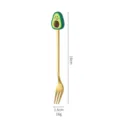 Stainless steel avocado cute fruit fork spoon, gold coffee mixing dessert spoon variant. - Smiling Avocado Gold Fork