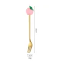 Cute peach fruit fork stainless steel gold dessert coffee mixing fork 16cm length - Peach Gold Fork