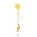 Creative stainless steel lemon fruit fork and spoon, gold coffee stirrer dessert spoon 16cm - Lemon Slice Gold Fork