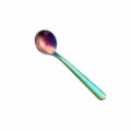 Rainbow stainless steel short round spoon, vibrant multicolor finish, 89mm compact spoon. - Small Colorful