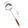 Professional Stainless Steel Skimmer Wooden Handle Kitchen Cooking Slotted Spoon 39.8cm - Slotted Spoon