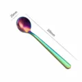 Rainbow stainless steel short handle round spoon, coffee dessert honey spoon, 109mm - Medium Multi-color