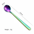 Rainbow stainless steel short handle round spoon for coffee, dessert and seasoning use. - Large Multi-color