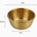 Korean style 304 stainless steel dipping sauce bowl gold condiment dish with dimensions 6cm - 6cm / Gold