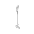 Stainless steel dessert fruit fork with unique leaf handle design, elegant silver finish. - 410 Silver Leaf Fork