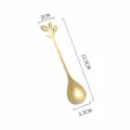 Stainless steel leaf-shaped spoon and fork set, perfect for coffee, dessert, and fruit. - Gold Disposable Spoons