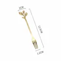 Gold stainless steel leaf fruit fork, stylish tableware and dessert accessory for kitchen. - Gold Disposable Forks
