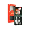 Christmas stainless steel cutlery set with reindeer snowman spoon for holiday gift box - Elk Spoon and Snowman Fork Set / 2-Piece Gift Box Set / Silver