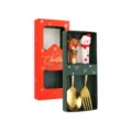 Christmas stainless steel spoon fork set with cute silicone reindeer snowman handles gift box - Elk Spoon and Snowman Fork Set / 2-Piece Gift Box Set / Gold