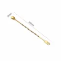 Stainless steel long-handled bar spoon with dual ends, gold cocktail mixing stirrer. - S / Gold