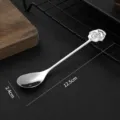 Stainless steel coffee spoon with elegant rose flower handle, 12.5cm long dessert spoon for home. - Steel Silver Rose Flower