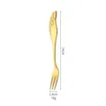 Stainless steel fruit fork dessert fork with elegant angel wing design, gold finish, 14cm length. - 304 Gold Wing Fork