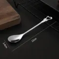 Stainless steel heart coffee spoon, creative dessert stirring spoon with bow decor. - Silver Heart