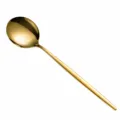 Gold stainless steel dinner spoon with slender handle, modern table cutlery 210mm length. - Large Soup Spoon / Gold
