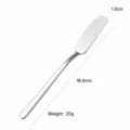 Stainless steel butter knife dimension specification detail, 16.6cm length, 20g weight. - Butter Knife / Silver