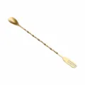 Stainless steel gold long-handled bar spoon with fork, 325mm cocktail mixing spoon. - L / Gold