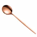 Stainless steel rose gold dinner spoon with precise dimension specs for tableware set. - Large Soup Spoon / Rose Gold