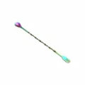 Rainbow stainless steel cocktail spoon long bar spoon with fork dual end bar tool 262mm long - S / AB Color