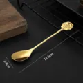 Gold 304 stainless steel rose coffee spoon, 12.5cm creative dessert and stirring spoon variant. - Gold Rose Flower