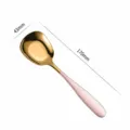 Stainless steel flat spoon with pink handle, 170mm length table spoon for home dining. - L / Pink Gold