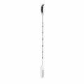 Stainless steel long-handled cocktail bar spoon with double head, 32.2cm length, 40g weight. - L / Silver