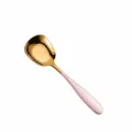 Stainless steel flat bottom rice spoon with pink frosted handle, creative household soup spoon - S / Pink Gold
