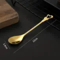 Stainless steel coffee spoon with heart handle and bow design, elegant dessert stirring spoon 12cm - Gold Heart