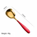 Stainless steel flat spoon with gold bowl and red handle home tableware dining spoon - L / Red Gold