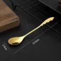 Gold stainless steel coffee spoon with feather handle dessert stirring spoon 12.5cm - Golden Wings