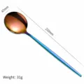 Rainbow stainless steel western soup spoon long handle cutlery table spoon elegant design 1pcs - Large Soup Spoon / Colorful