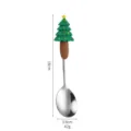 Stainless steel Christmas tree spoon, cute holiday dessert spoon with silicone handle 18cm. - Large Tree Spoon / Single Unit / Silver