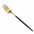 Stainless steel western fork with gold head and black handle, 215mm table cutlery. - Large Fork / Black & Gold