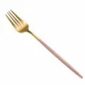 Stainless steel dinner fork with pink handle 215mm long western kitchen tableware set - Large Fork / Pink Gold