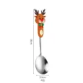 Christmas stainless steel spoon with cute cartoon reindeer silicone handle, 18cm length. - Large Elk Spoon / Single Unit / Silver