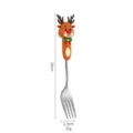 Stainless steel Christmas reindeer fork variant with cute cartoon handle and dimension info. - Large Elk Fork / Single Unit / Silver