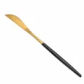 Gold and black stainless steel dinner knife, 220mm length, elegant tableware for restaurant. - Dinner Knife / Black & Gold