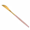 Stainless steel table knife with pink handle, 220mm length and 36g weight for dining table. - Dinner Knife / Pink Gold
