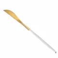 Stainless Steel Western Table Knife Gold Blade with White Handle Kitchen Cutlery 220mm - Dinner Knife / Platinum