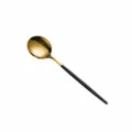 Luxury stainless steel spoon with black handle and gold bowl, 133mm long tabletop cutlery. - Small Soup Spoon / Black & Gold