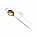 Stainless steel dinner spoon, gold head with pink handle, cutlery variant, 13g weight - Small Soup Spoon / Pink Gold