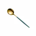 Gold stainless steel spoon with dark green handle 133mm length table cutlery tableware - Small Soup Spoon / Green and Gold