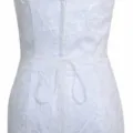 White lace dress back detail, elegant bridal corset wedding gown ribbon tie feature. - Ivory Organza