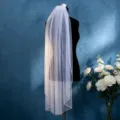 Short single layer bridal veil with beaded edge, elegant mesh wedding veil for brides. - 100cm Long / White